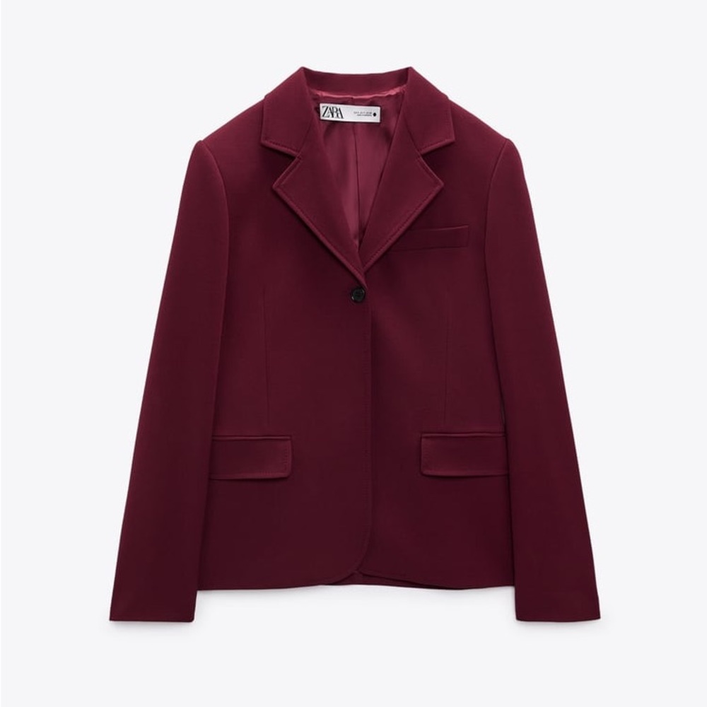 Zara Set - Wine Buttoned Tailored Blazer & Sweetheart Neckline Bustier - Picture 12 of 16